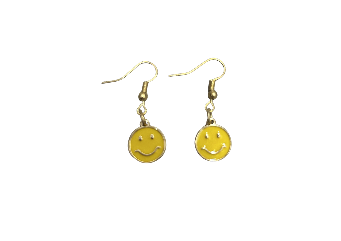 Handmade Gold-Tone Smiley Face Drop Earrings