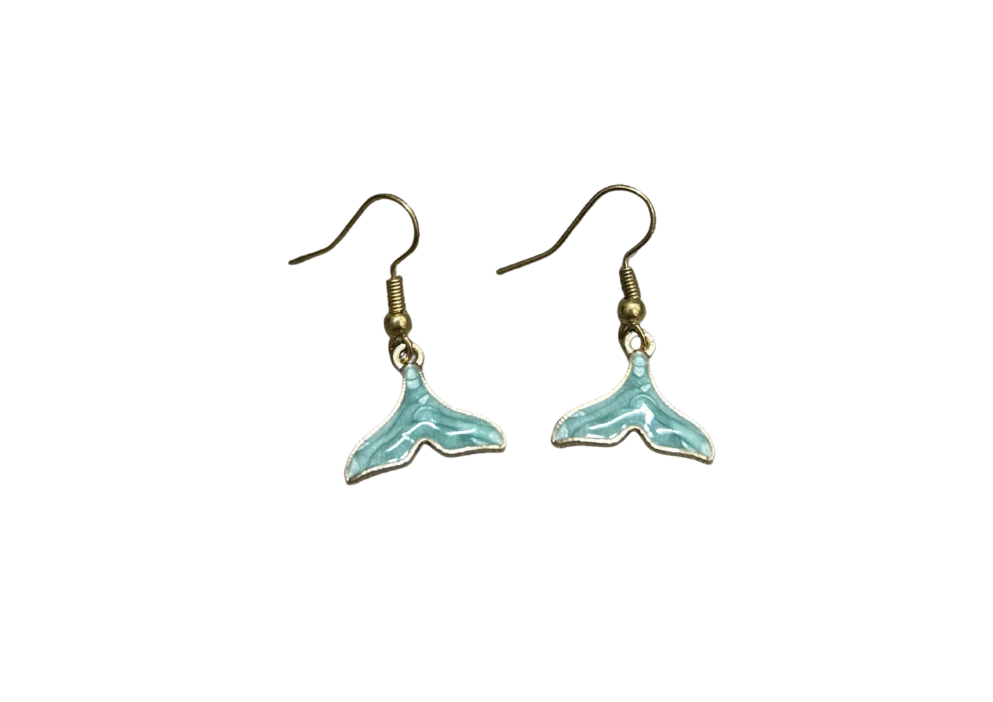 Handmade Gold-Tone Whale Tail Drop Earrings