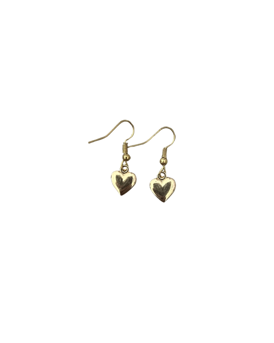 Handmade Gold-Tone Heart Drop Earrings