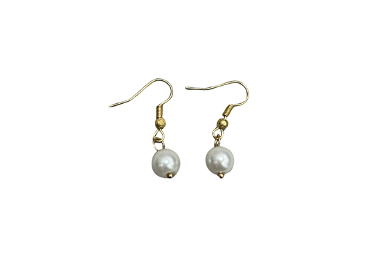 Handmade Gold-Tone Pearl Like Drop Earrings