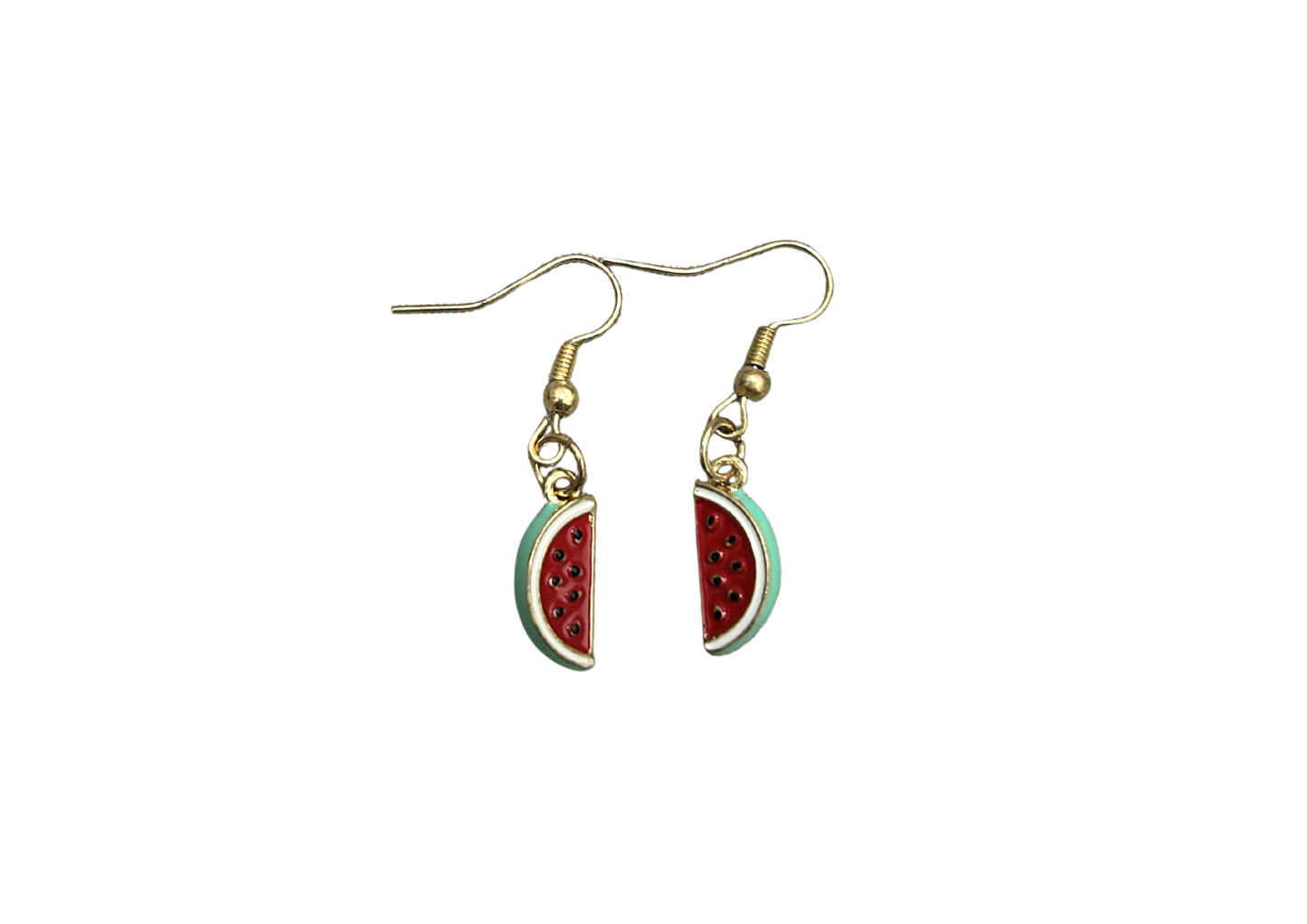 Handmade Gold-Tone Watermelon Drop Earrings