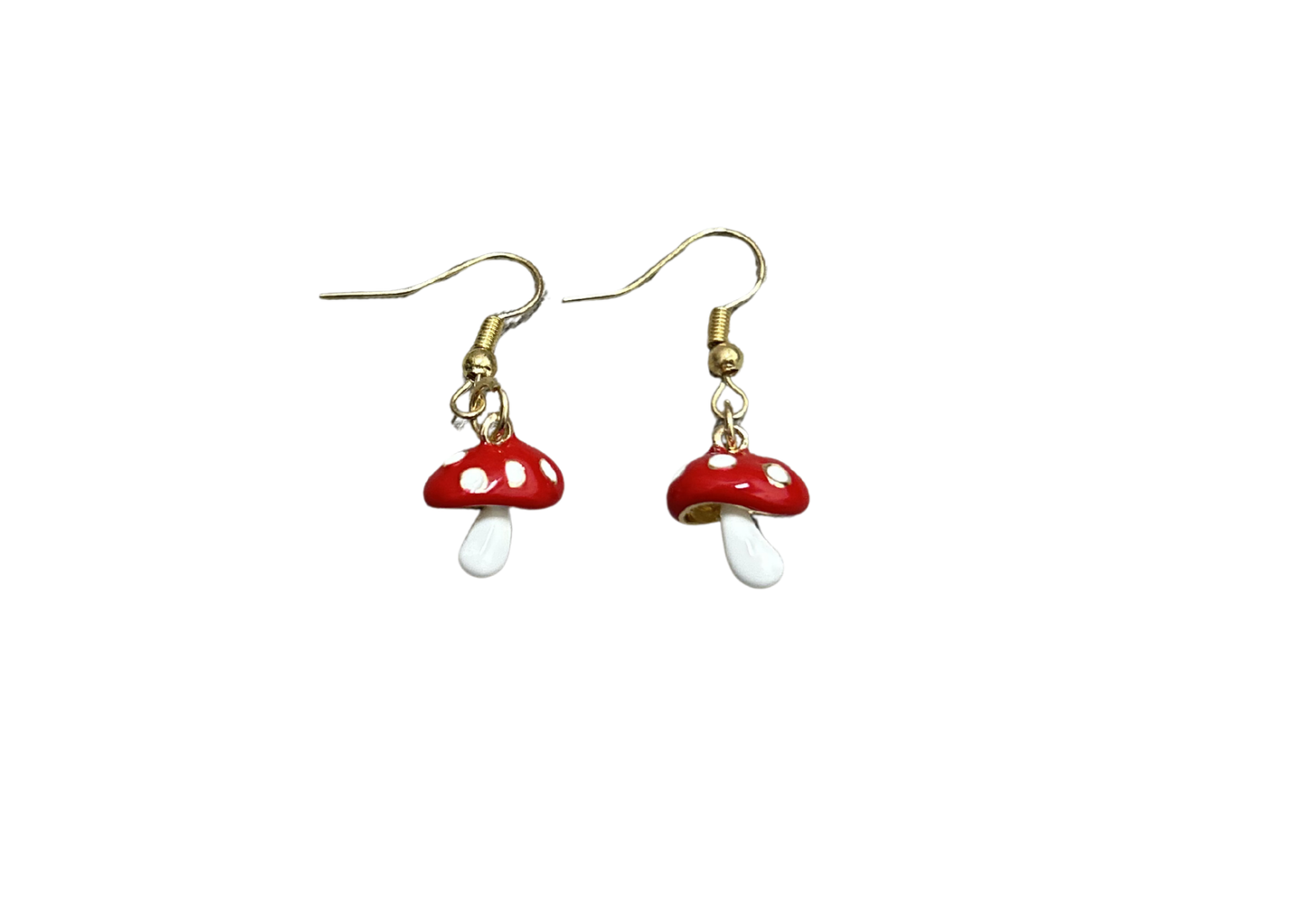 Handmade Gold-Tone Mushroom Drop Earrings